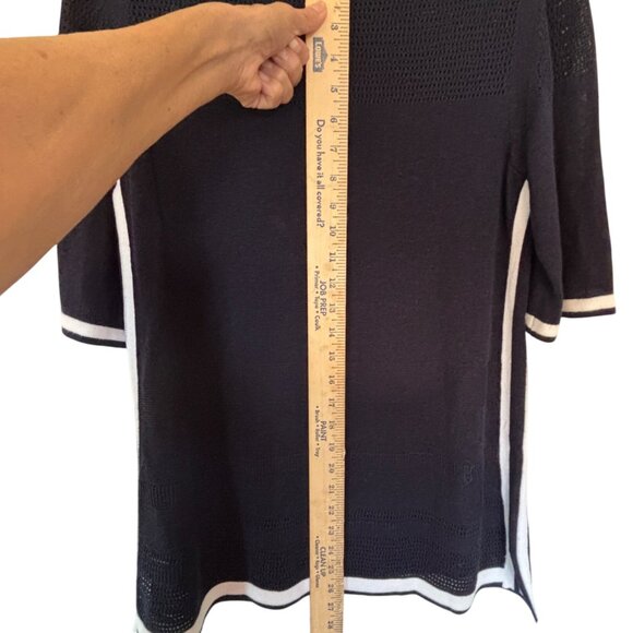 Talbots Womens Linen & Viscose Knit Top Size S Elbow Sleeves & Side Slits - Picture 9 of 11